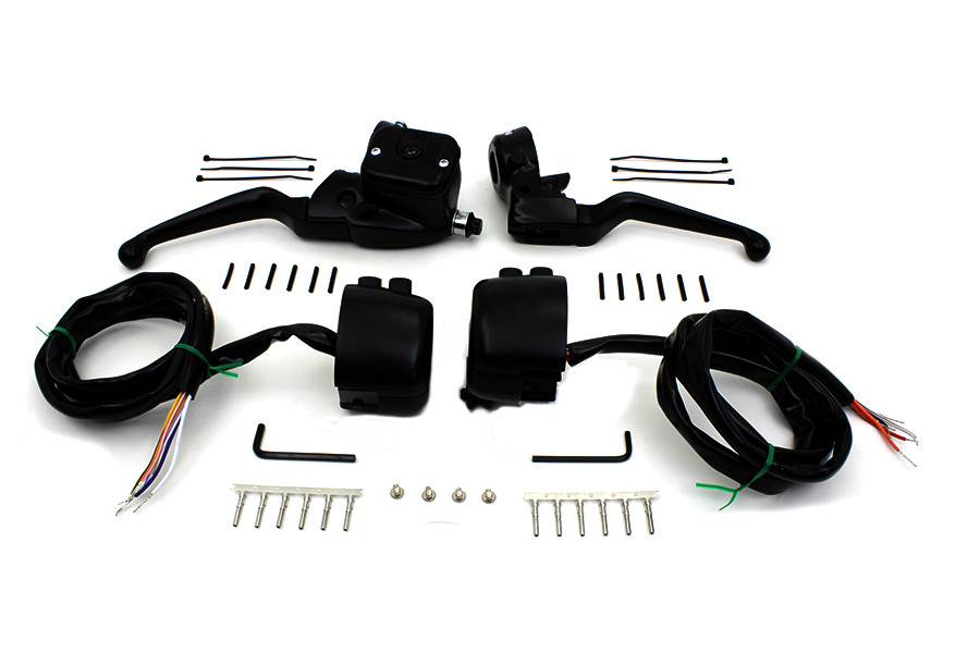 V-Twin #H07-0689MBK - Smooth Contour Handlebar Control Kit Black