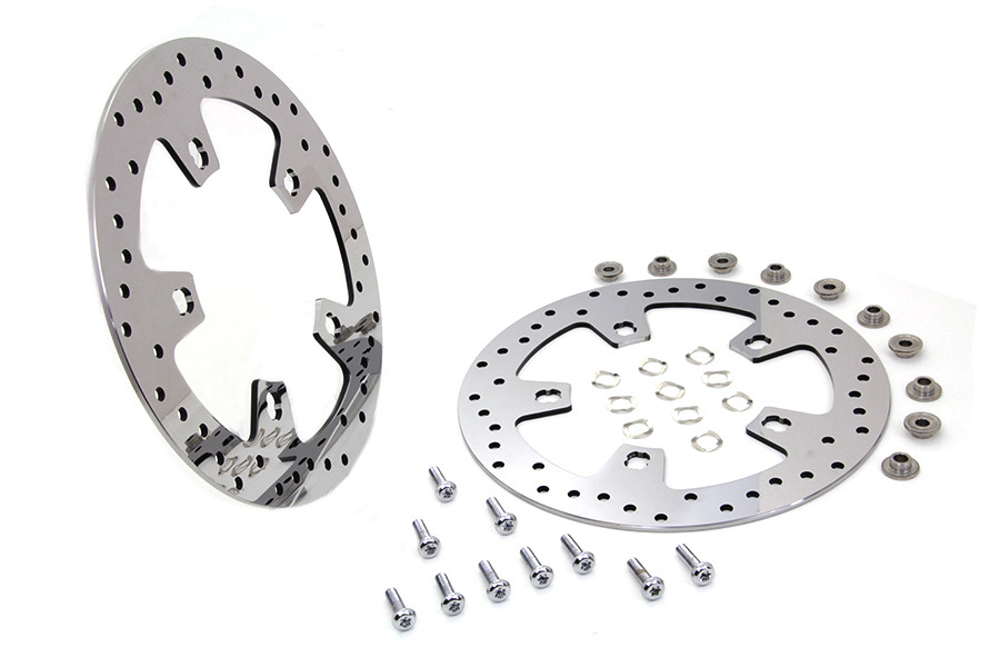 Duro - 11.8 inch Drilled Front Brake Disc Set Mirror Polished Stain