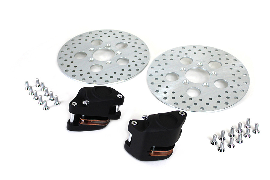 V-Twin - Front Dual Disc Caliper and 10 inch Disc Kit Black