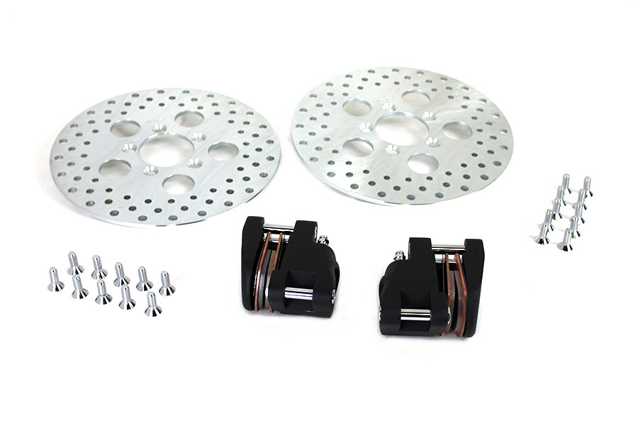 V-Twin - Front Dual Disc Caliper and 10 inch Disc Kit Black