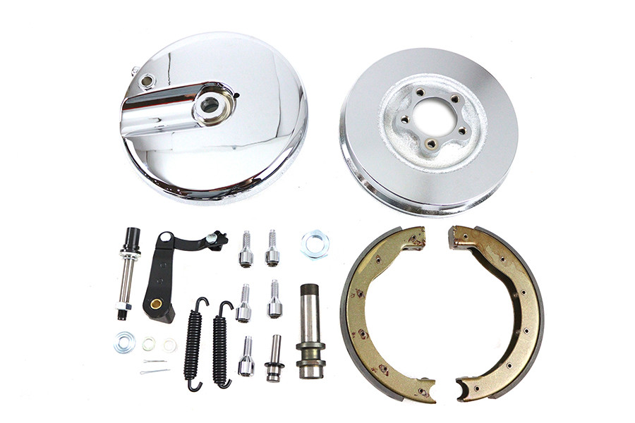 V-Twin - Front Brake Backing Plate Kit Left Side Satin Chrome