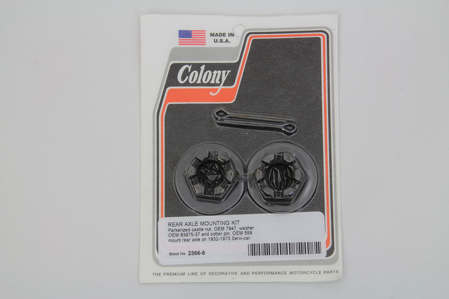 Colony - Rear Axle Nut and Lock Kit Parkerized