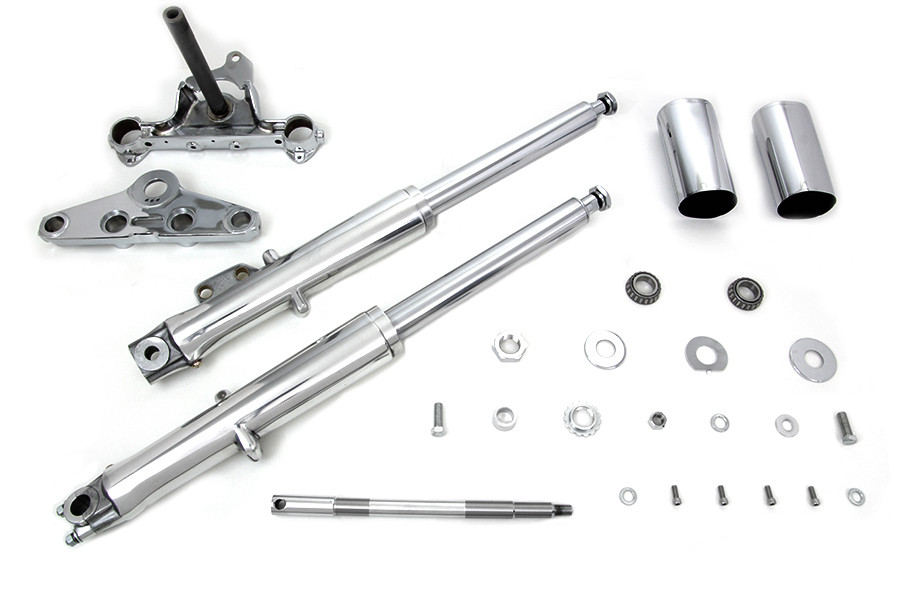 V-Twin - 41mm Fork Assembly with Polished Sliders Single Disc