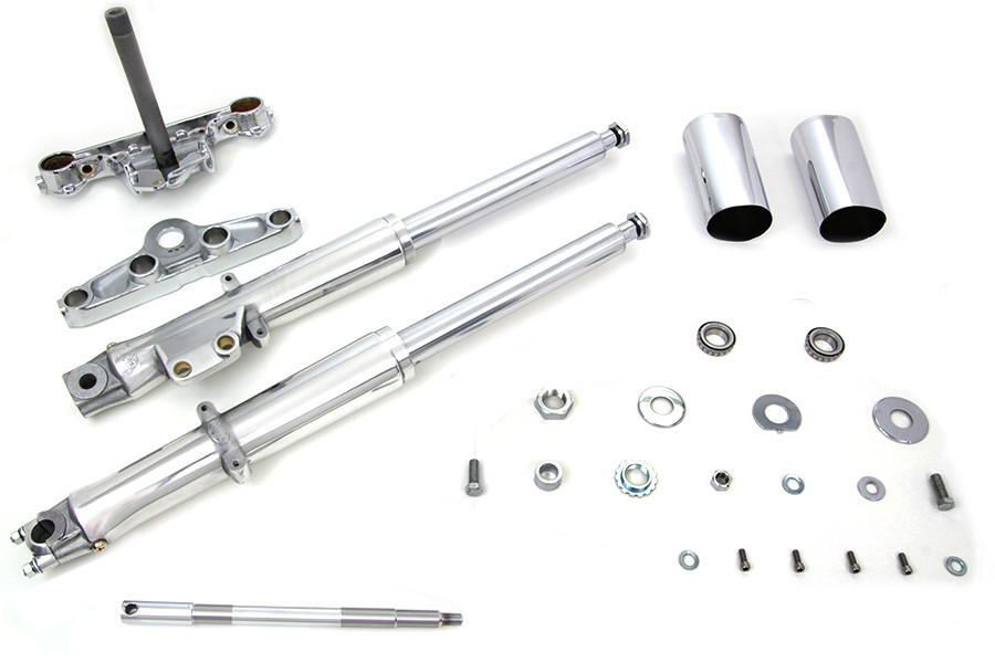 V-Twin - 41mm Fork Assembly with Polished Sliders Single Disc