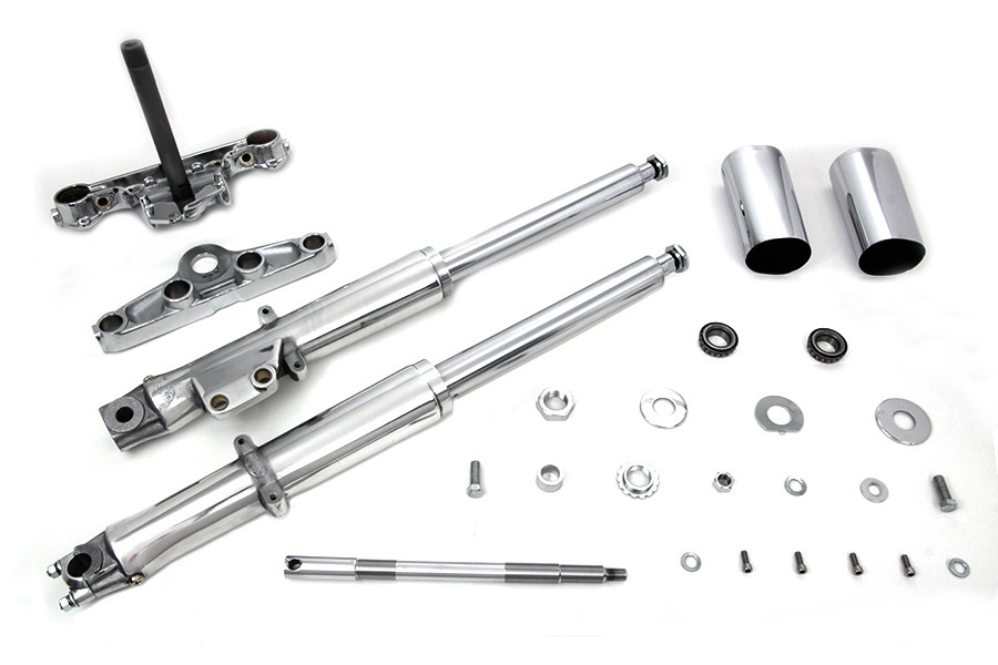 V-Twin - 41mm Fork Assembly with Polished Sliders Single Disc