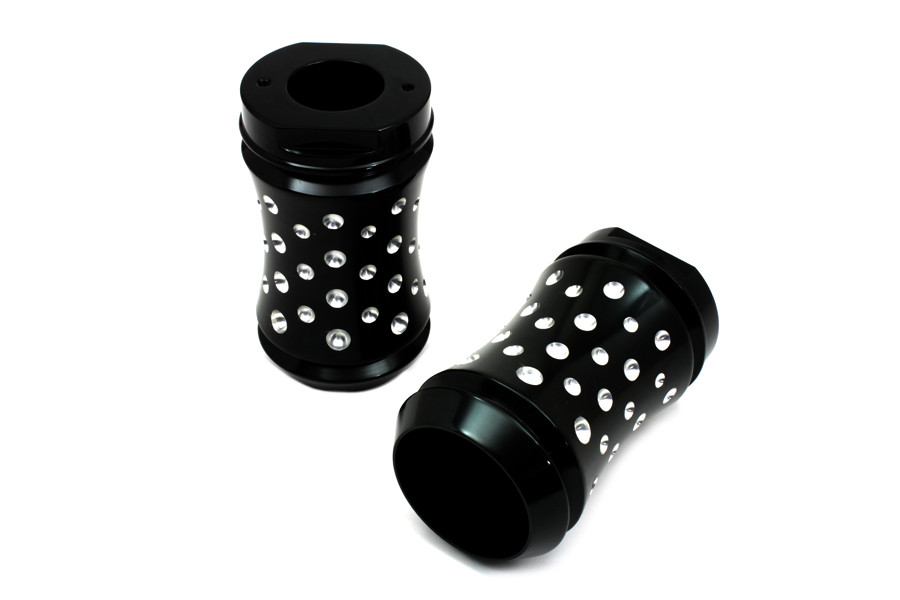 V-Twin #1527 - Black Fork Slider Cover Set Agostinni Style