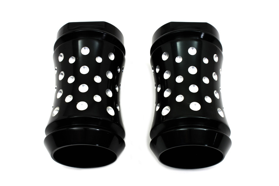 V-Twin #1527 - Black Fork Slider Cover Set Agostinni Style