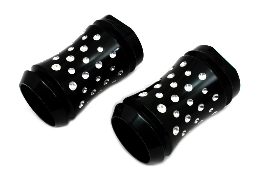 V-Twin #1527 - Black Fork Slider Cover Set Agostinni Style