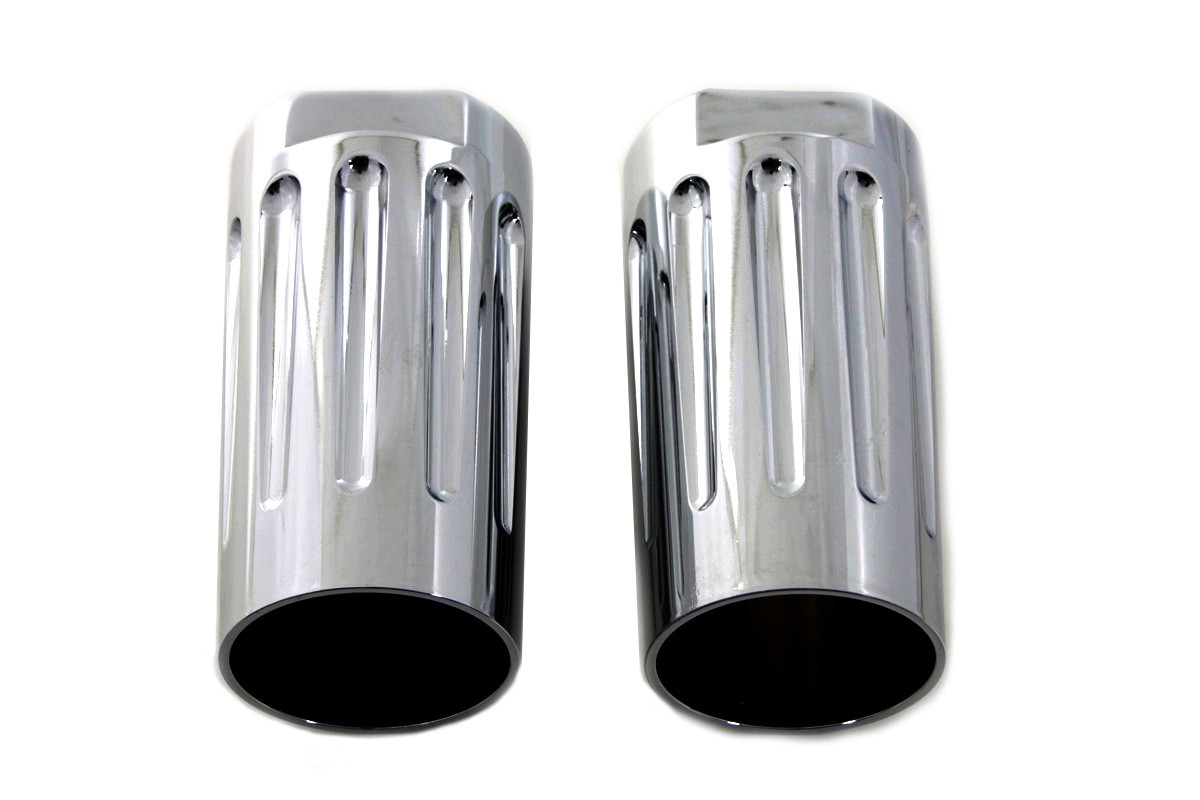 V-Twin #77836C - Chrome Milled Fork Slider Cover Set