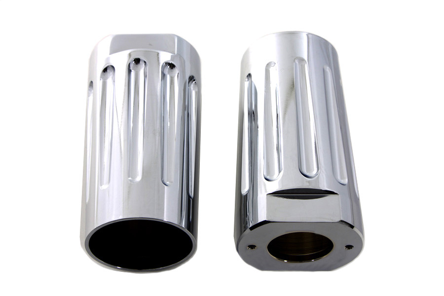 V-Twin #77836C - Chrome Milled Fork Slider Cover Set