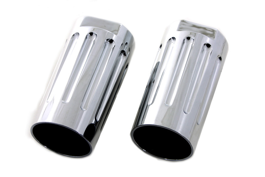 V-Twin #77836C - Chrome Milled Fork Slider Cover Set