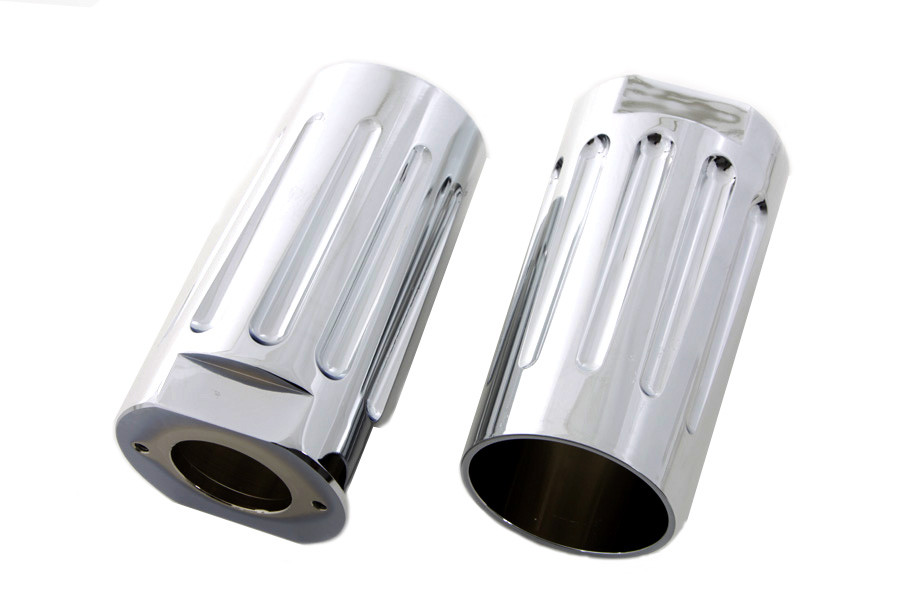 V-Twin #77836C - Chrome Milled Fork Slider Cover Set