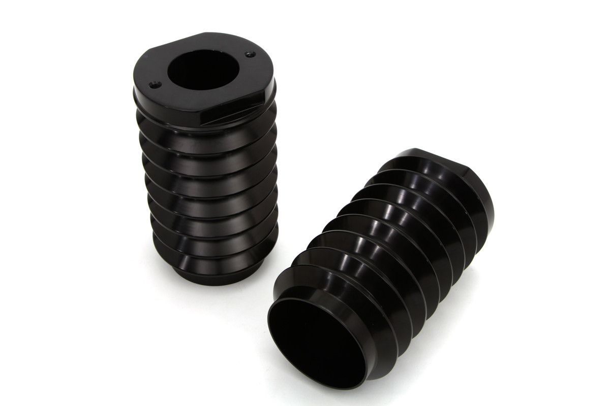 V-Twin #1421 - Black Fork Slider Cover Set Bellowed Style