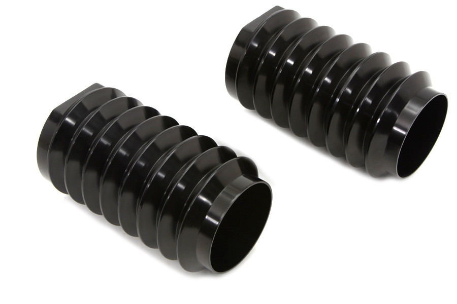 V-Twin #1421 - Black Fork Slider Cover Set Bellowed Style
