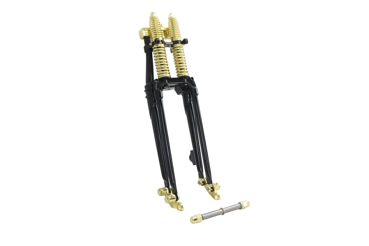 V-Twin - 22 inch Spring Fork Kit Black with Brass Accents