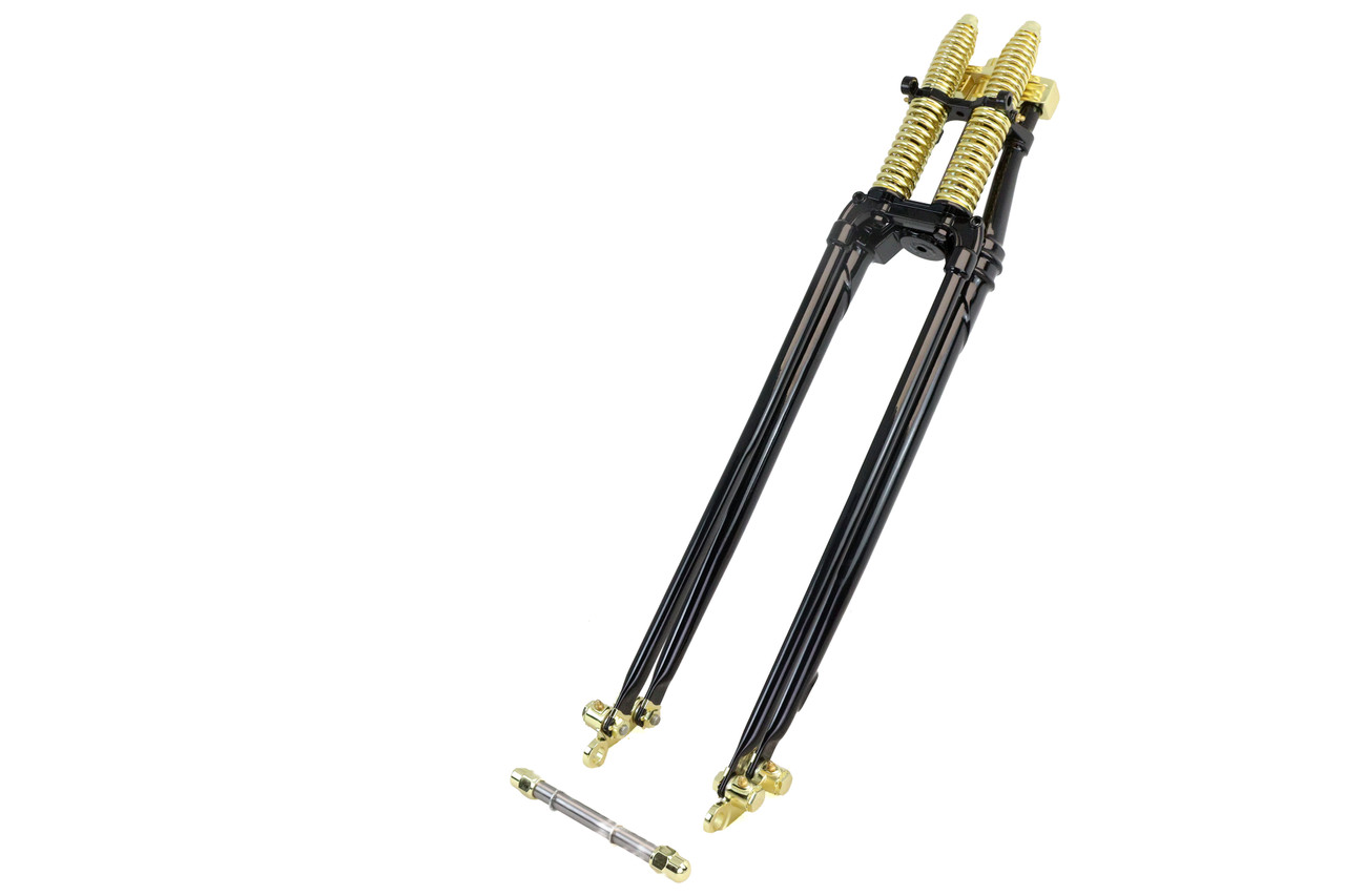 V-Twin - 24 inch Spring Fork Kit Black with Brass Accents