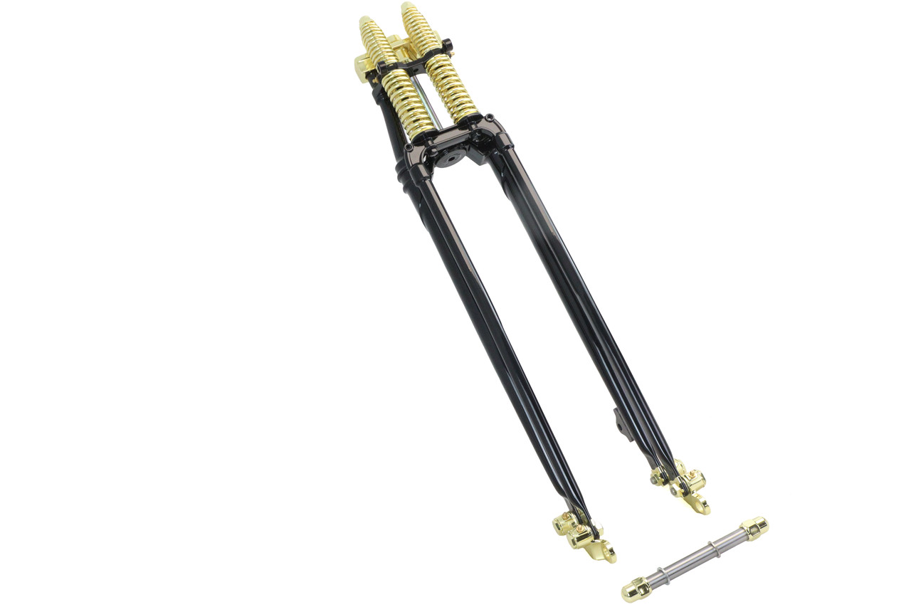 V-Twin - 24 inch Spring Fork Kit Black with Brass Accents