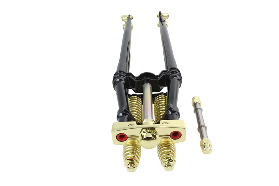 V-Twin - 24 inch Spring Fork Kit Black with Brass Accents