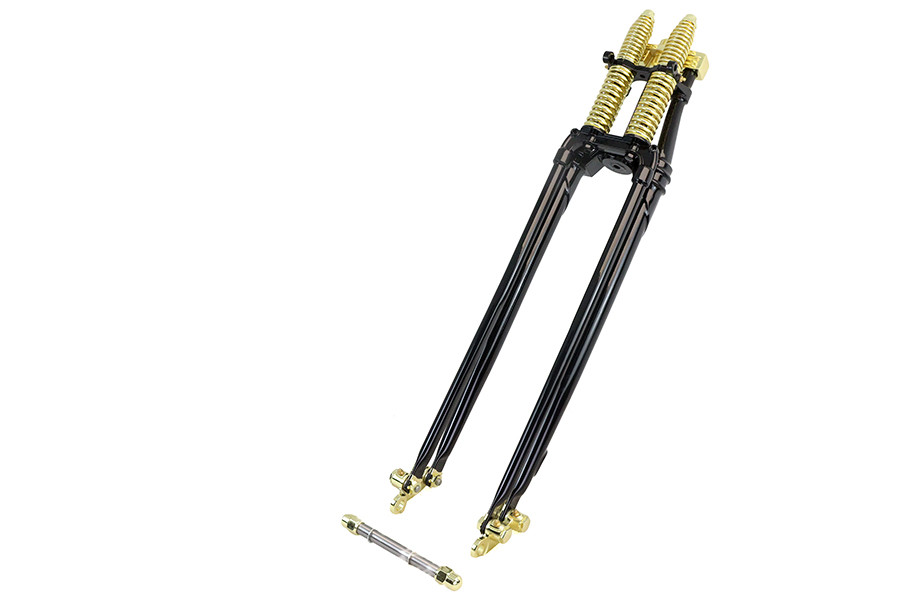 V-Twin - 26 inch Spring Fork Kit Black with Brass Accents