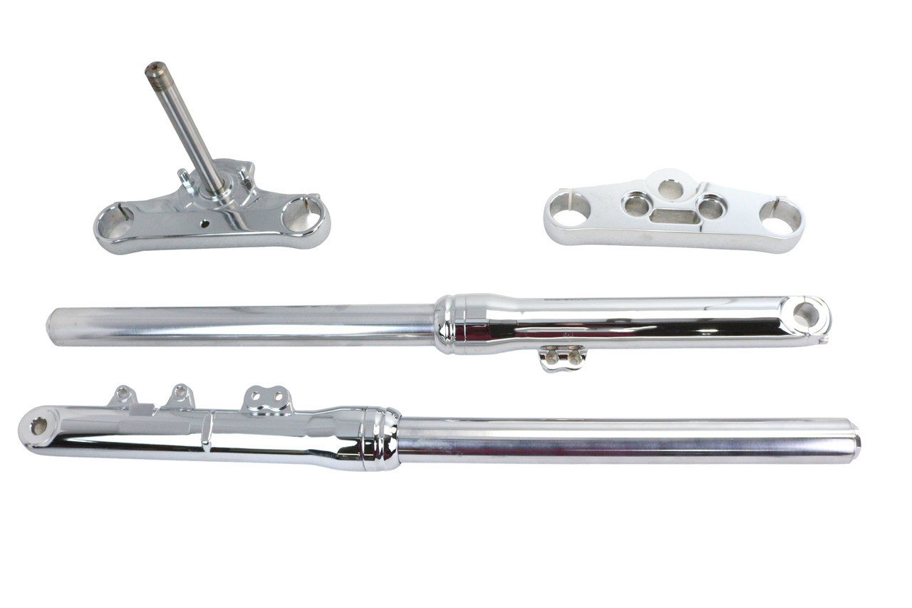 V-Twin - 49mm Fork Slider Assembly with Chrome Sliders