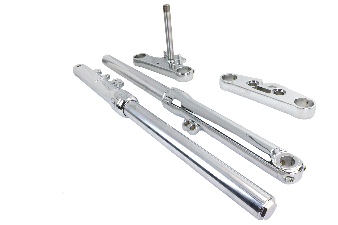 V-Twin - 49mm Fork Slider Assembly with Chrome Sliders