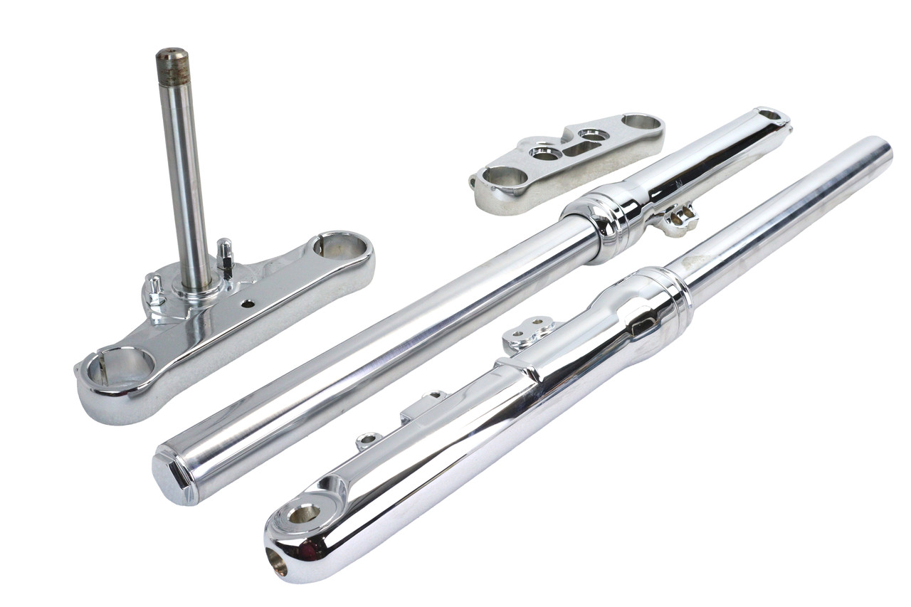 V-Twin - 49mm Fork Slider Assembly with Chrome Sliders