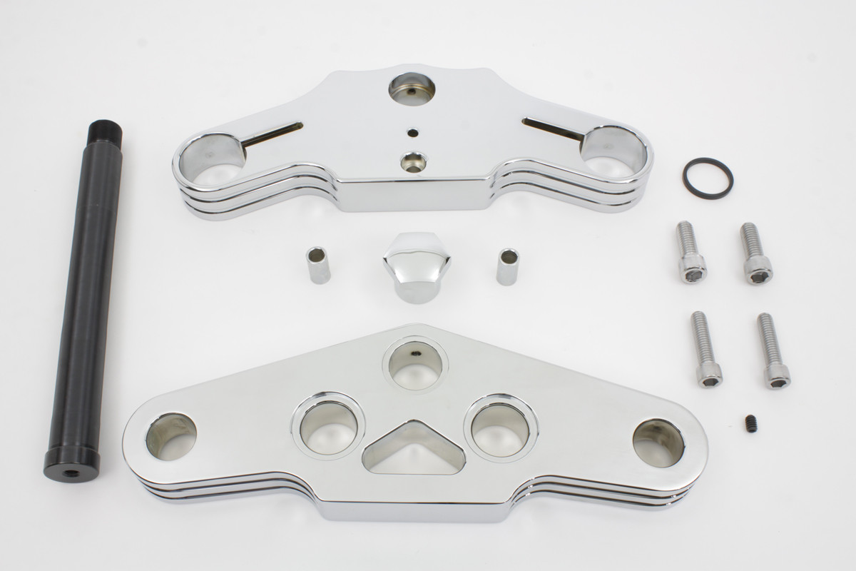 V-Twin - 3° Ball Milled Triple Tree Set Chrome