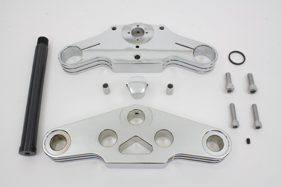 V-Twin - 3° Ball Milled Triple Tree Set Chrome