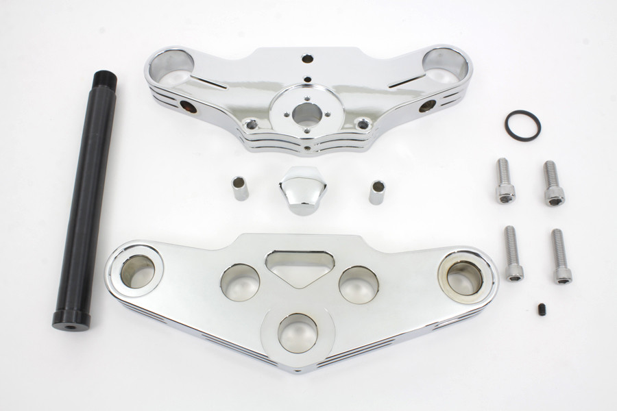 V-Twin - 3° Ball Milled Triple Tree Set Chrome