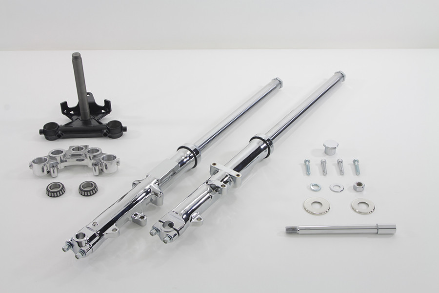 V-Twin - 35mm Fork Assembly with Chrome Sliders Dual Disc