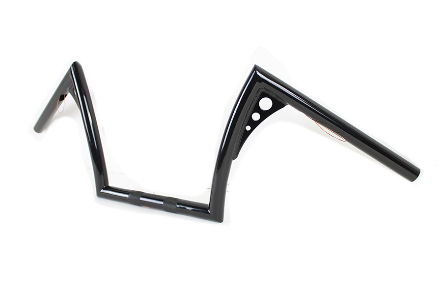 MCM #20124B - 10 inch Z-Bar Handlebar with Wiring Indents and Holes Black