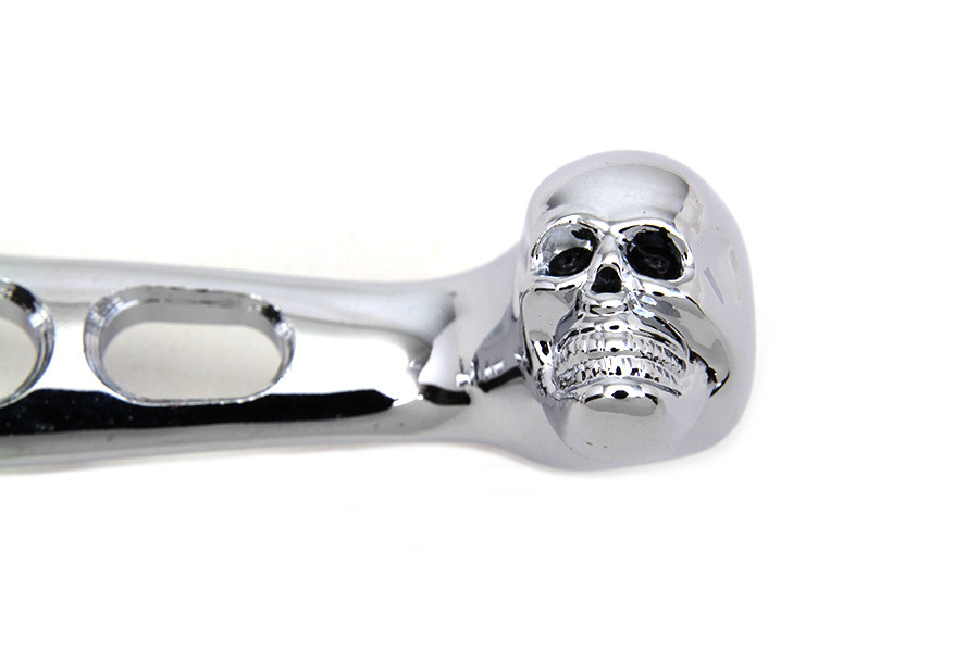 V-Twin #241-020A - Chrome Contour Drilled Hand Lever Set with Skull Ends