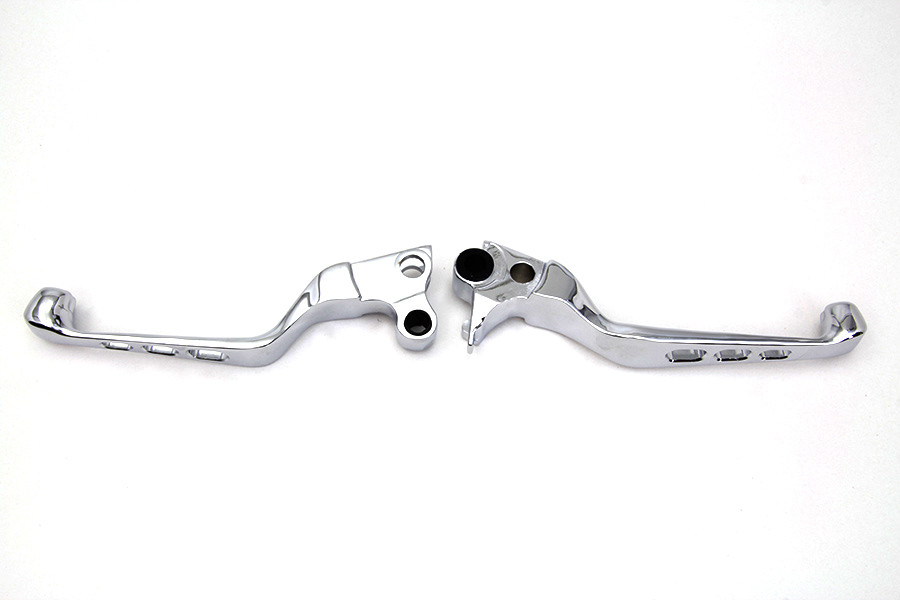V-Twin #241-020A - Chrome Contour Drilled Hand Lever Set with Skull Ends