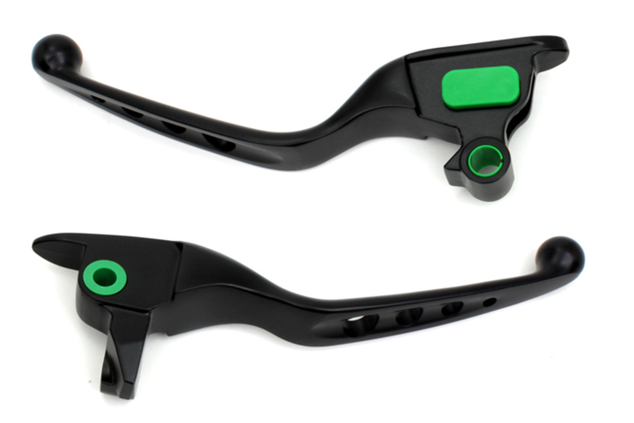 V-Twin #H07-0561MB - Black Drilled Hand Lever Set