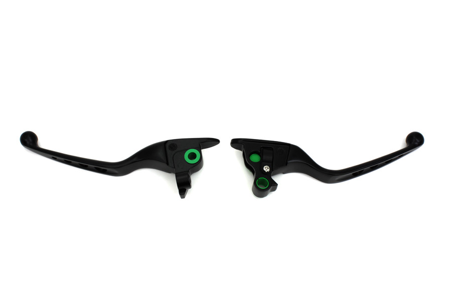 V-Twin #H07-0561MB - Black Drilled Hand Lever Set