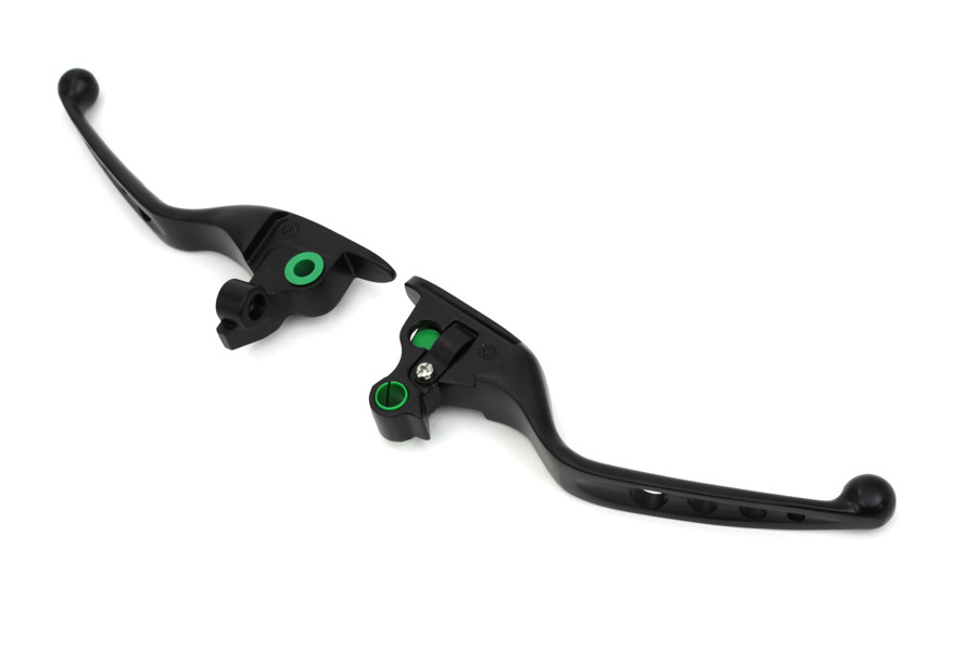 V-Twin #H07-0561MB - Black Drilled Hand Lever Set