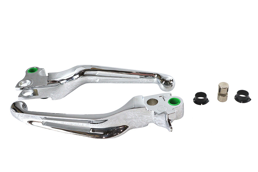 V-Twin #H07-0584 - Chrome Slotted Hand Lever Set