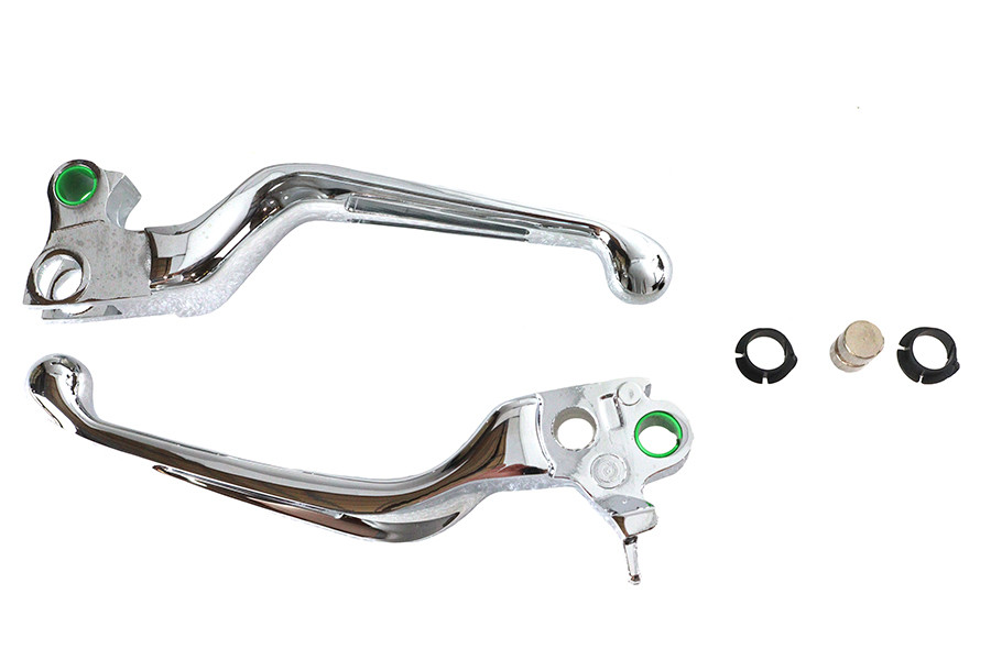V-Twin #H07-0584 - Chrome Slotted Hand Lever Set