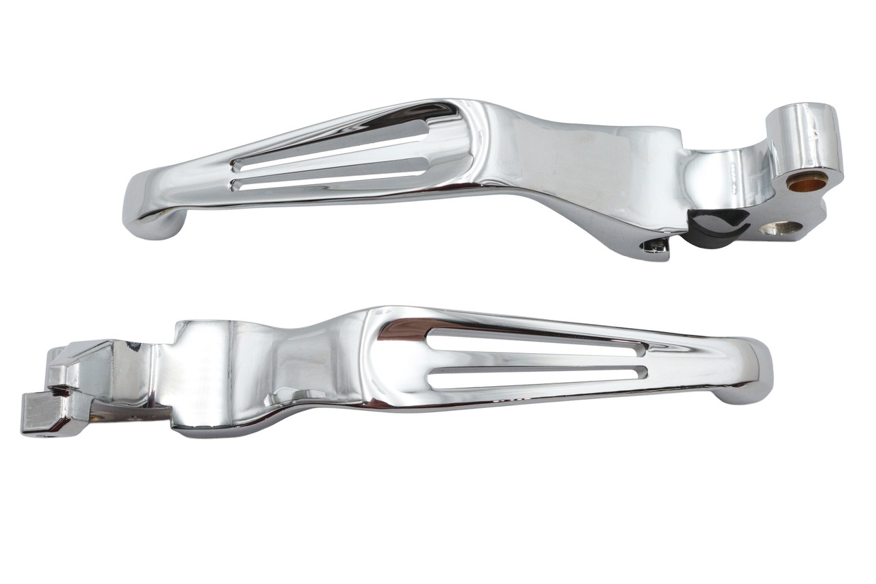 V-Twin #H07-0581 - Chrome Slotted Hand Lever Set