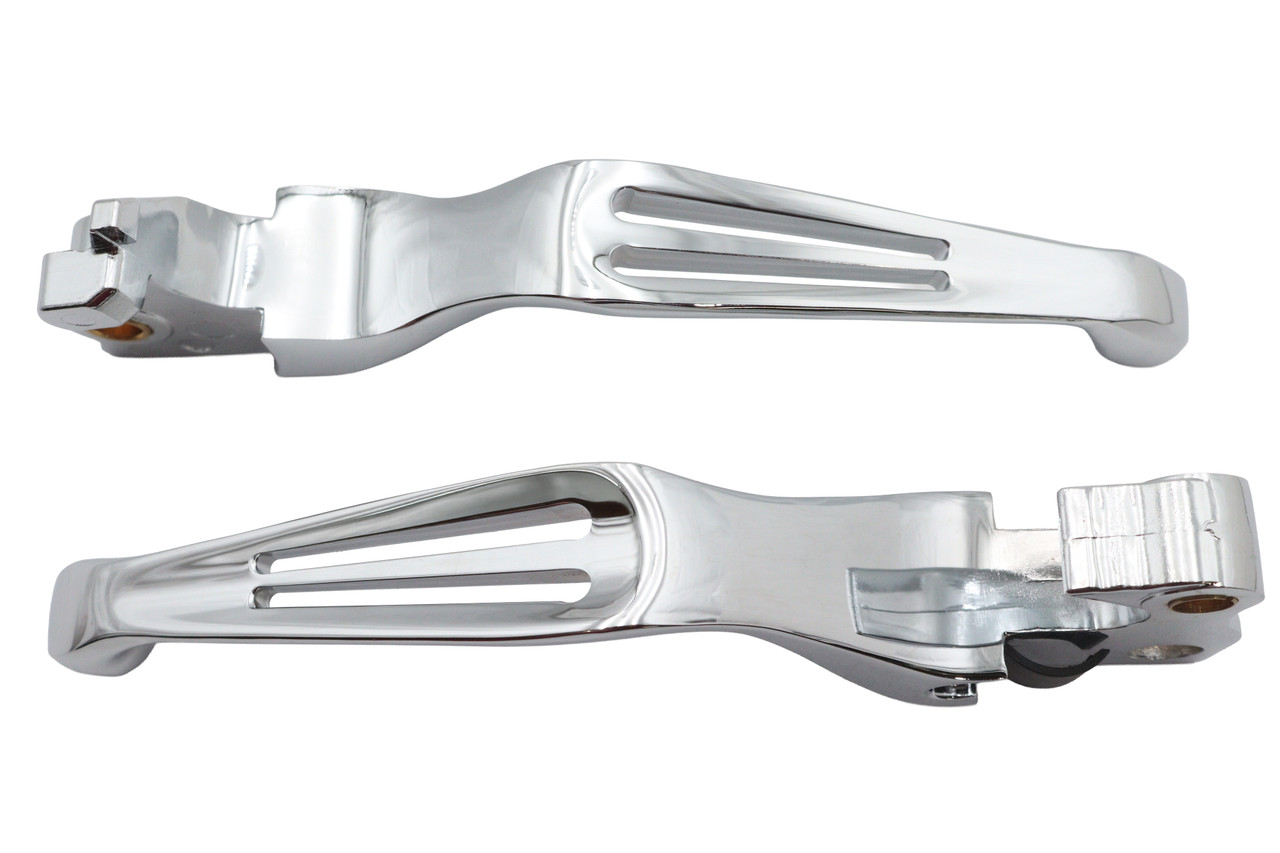 V-Twin #H07-0582 - Chrome Slotted Hand Lever Set