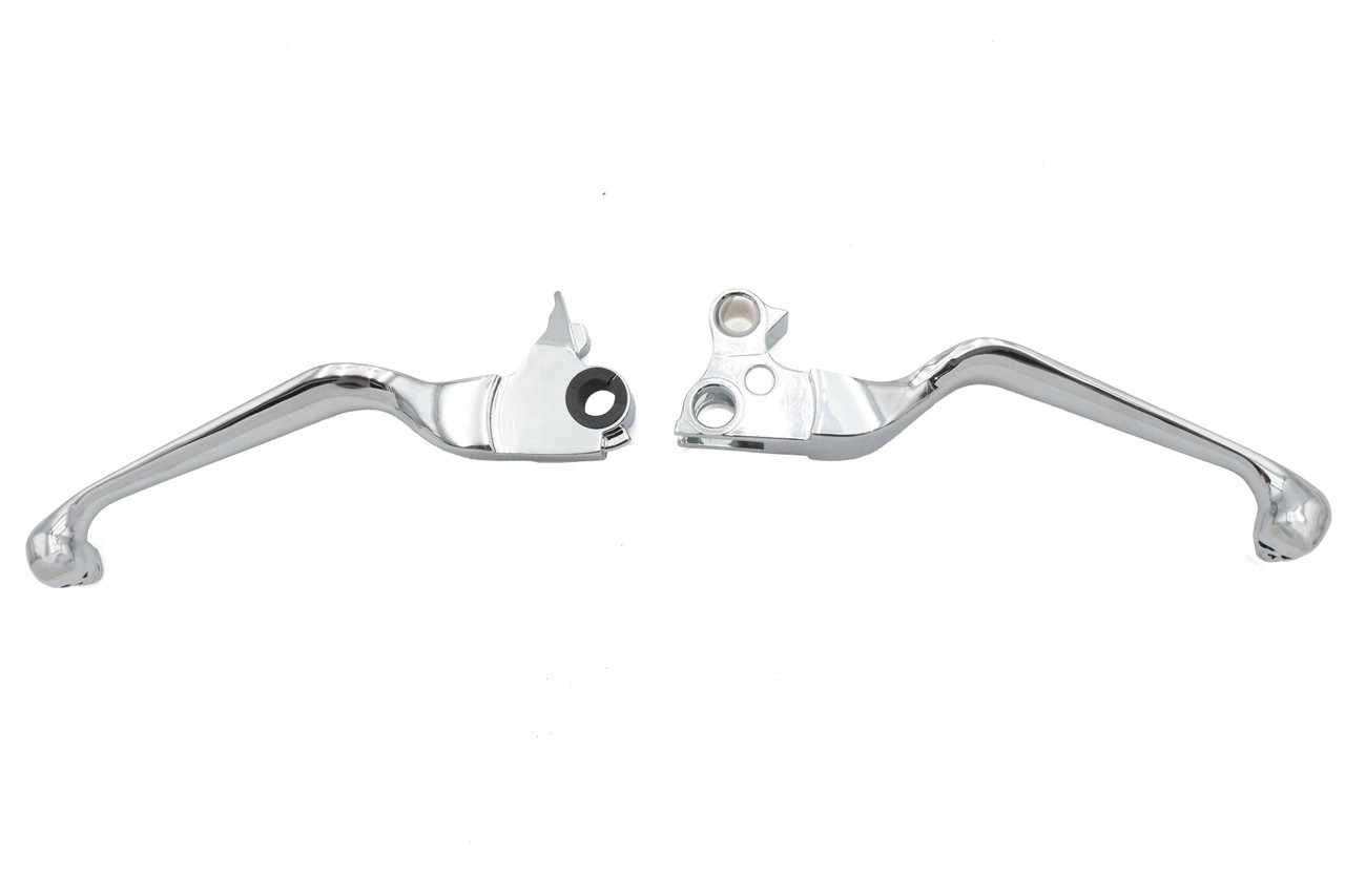 V-Twin #H07-0729A - Chrome Contour Hand Lever Set with Skull Ends