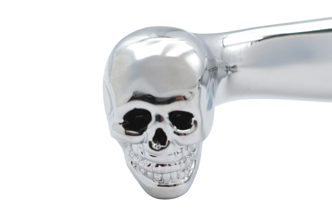 V-Twin #H07-0729A - Chrome Contour Hand Lever Set with Skull Ends