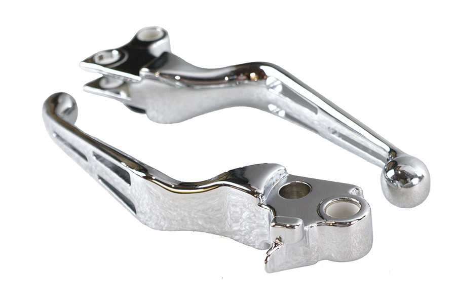 V-Twin #07-0569 - Chrome Slotted Hand Lever Set