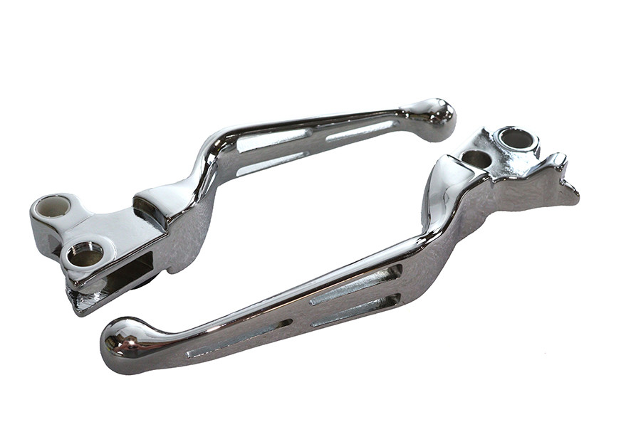 V-Twin #07-0569 - Chrome Slotted Hand Lever Set