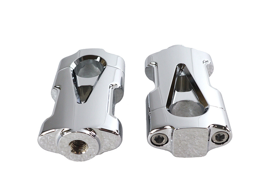 V-Twin #H57-6085C - V-Fire Chrome Flat Handlebar Riser Set with Contrast Cut