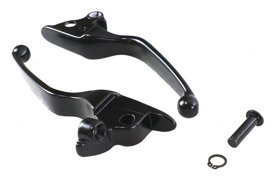 V-Twin #H07-0585B - Black Smooth Contour Tamer Hand Lever Set