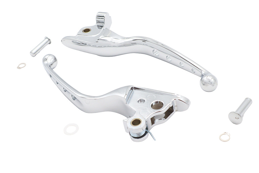 V-Twin #79062 - 4 Hole Hand Lever Set Chrome