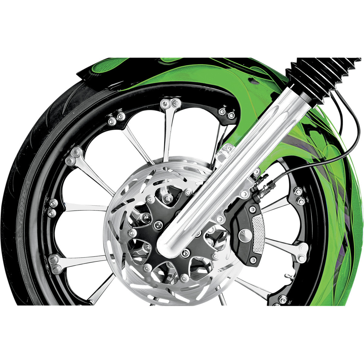 Arlen Ness #06-510 - Fork Legs - Chrome - Deep Cut - Dual Disc - Deep Cut - '08-'13 FLT