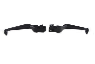 V-Twin #H07-0729B - Black Contour Hand Lever Set with Skull Ends