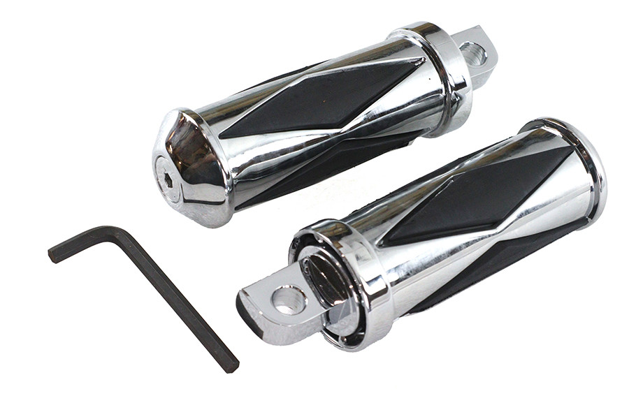V-Twin #04860 - Chrome Diamond Style Large Footpeg Set